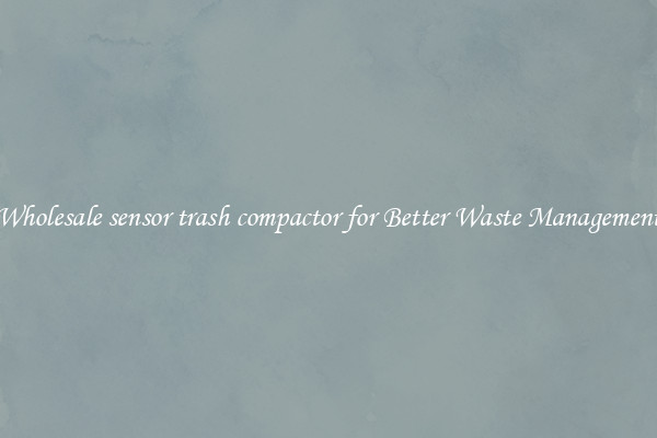 Wholesale sensor trash compactor for Better Waste Management